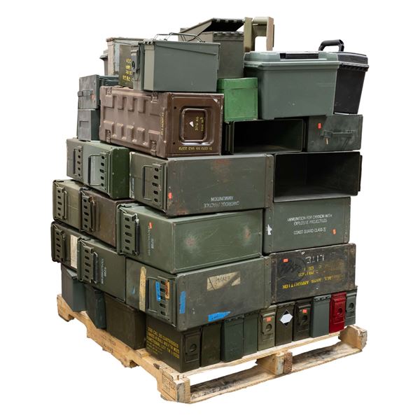 LARGE LOT OF 85+ VARIOUS AMMO CANS.