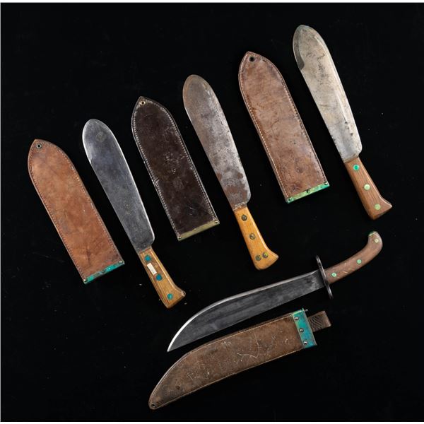 3 USMC CORPSMAN KNIVES & 1 US M1909 BOLO KNIFE.
