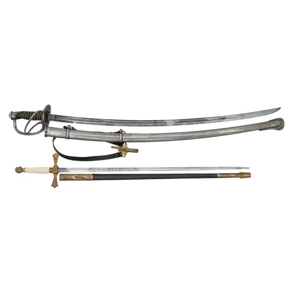 US M1906 CAVALRY SABER & CIRCA 1890 NCO SWORD.