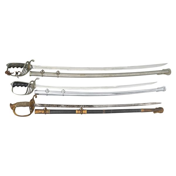 3 US OFFICER'S SWORDS & SCABBARDS.