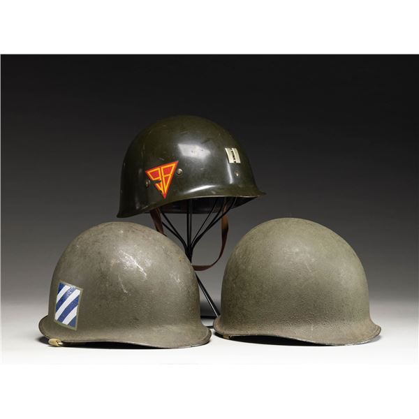 2 M1 US HELMETS WITH LINERS.
