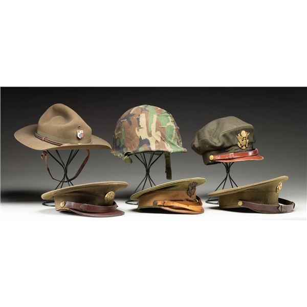 GROUPING OF 6 US HEADGEAR.