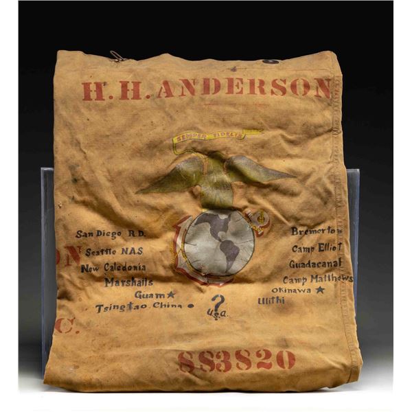 NAMED WW2 USMC SEA BAG.