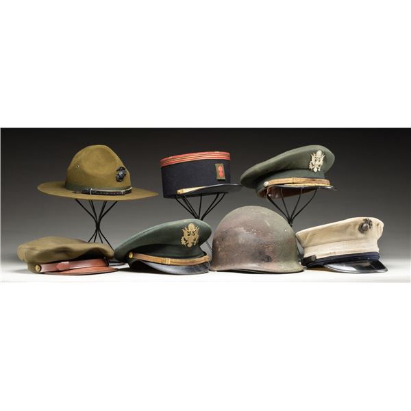 GROUPING OF MILITARY HEAD GEAR.