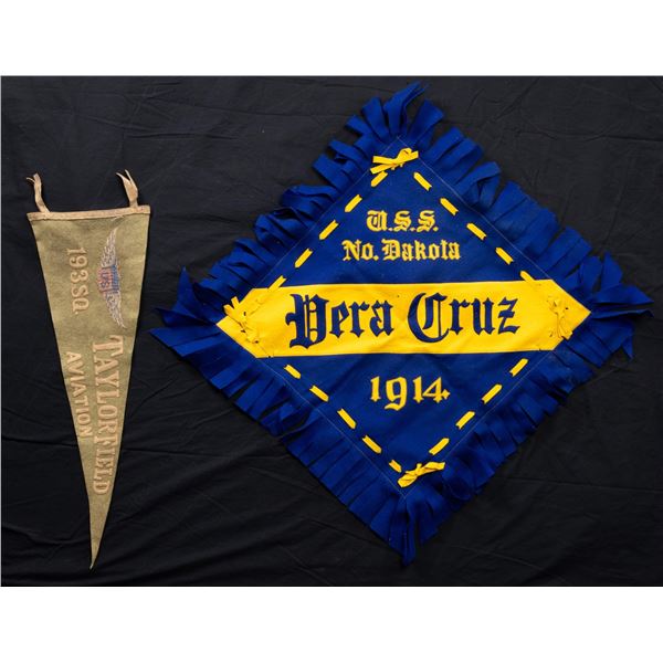 TWO WW1 FELT PENNANTS.
