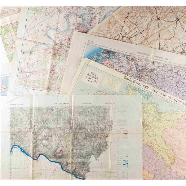 12 WWII MAPS BELONGING TO LT. CANAVAN OF THE 83RD