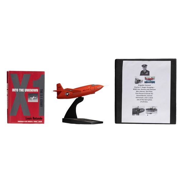 CHUCK YEAGER SIGNED X-1 ROCKET RESEARCH PLANE DISPLAY MODEL.
