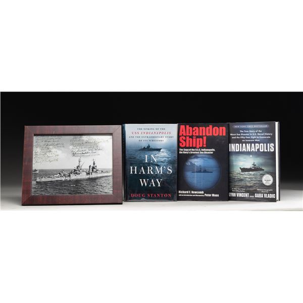 SIGNED PHOTO OF THE USS INDIANAPOLIS.