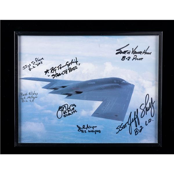 SIGNED PHOTO OF B2 STEALTH BOMBER.