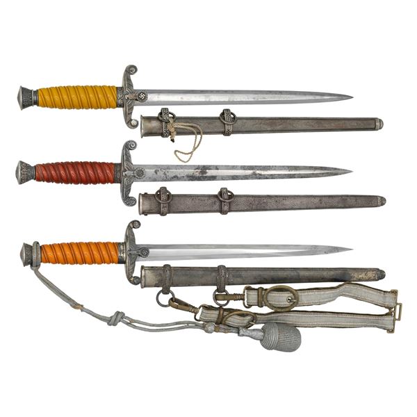 3 GERMAN ARMY OFFICER DAGGERS.