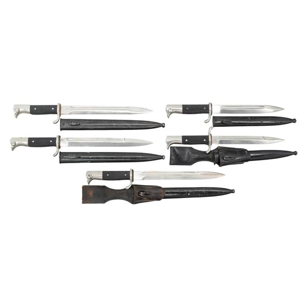 5 WWII GERMAN DRESS BAYONETS.