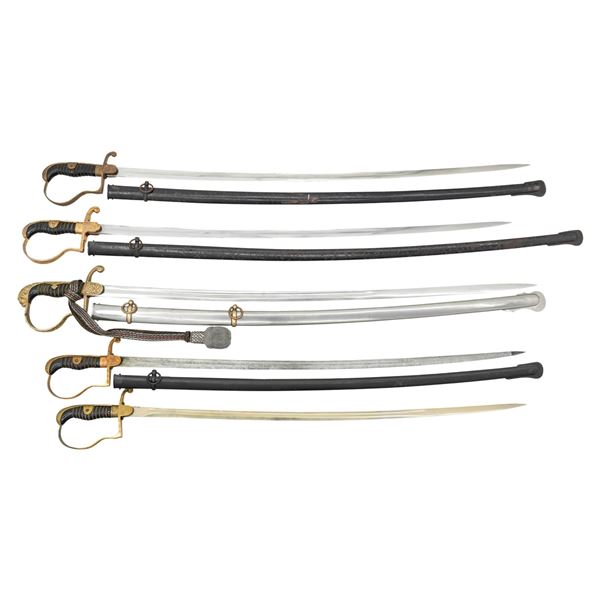 5 WWI & WWII GERMAN OFFICER'S SWORDS.