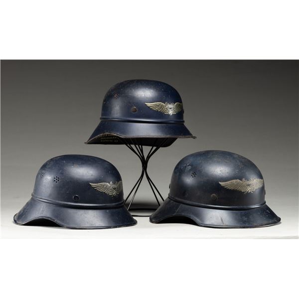 3 LUFTSCHUTZ STAHLHELM M38 GLADIATOR HELMETS.