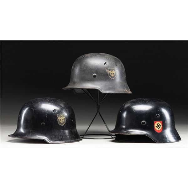 3 WWII GERMAN HELMETS.