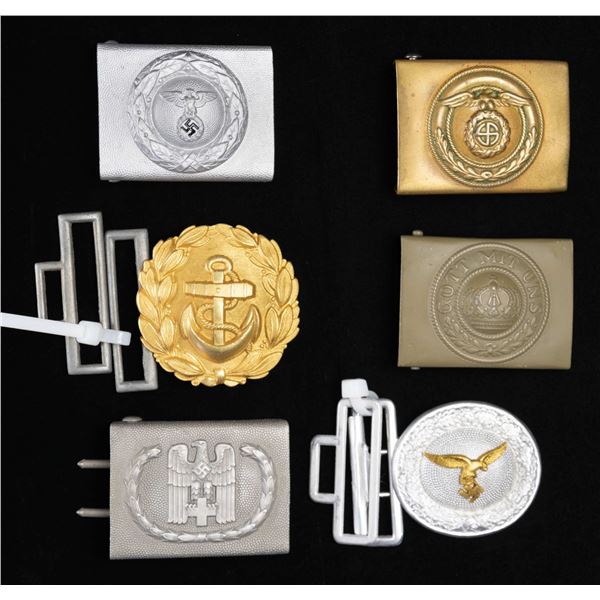 6 WWII GERMAN BELT BUCKLES.