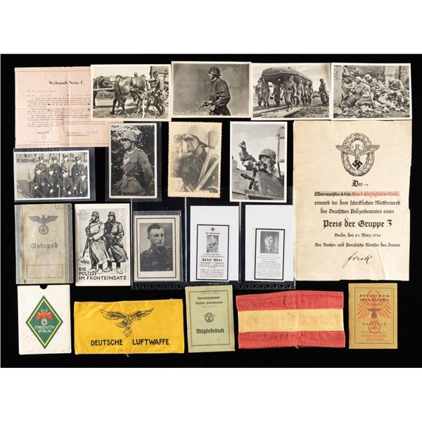 GERMAN EPHEMERA, ARM BANDS & ID TAG.