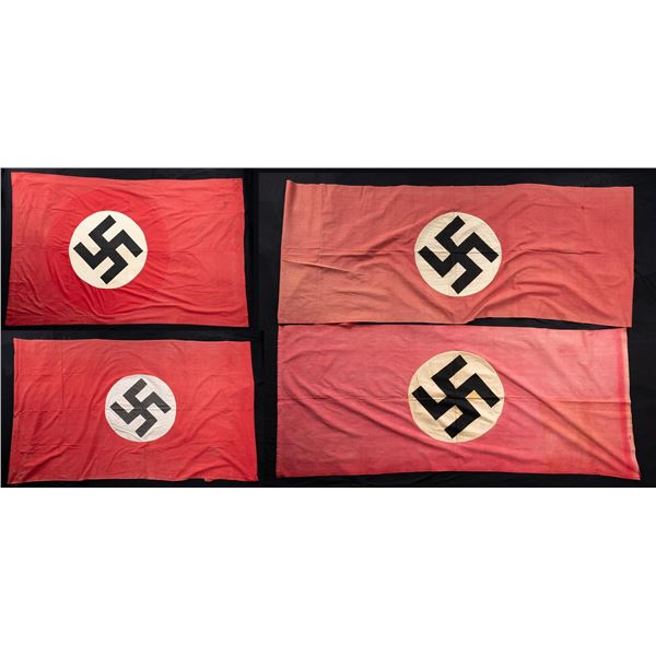 4 WWII GERMAN NSDAP PARTY BANNERS & FLAGS.