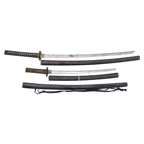JAPANESE KATANA, WAKIZASHI, AND SAYA.