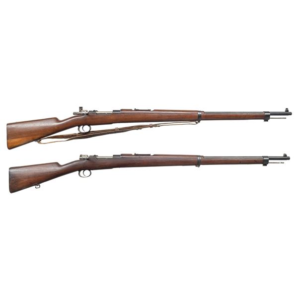 2 LOEWE 1895 CHILEAN MAUSER MILITARY RIFLES.