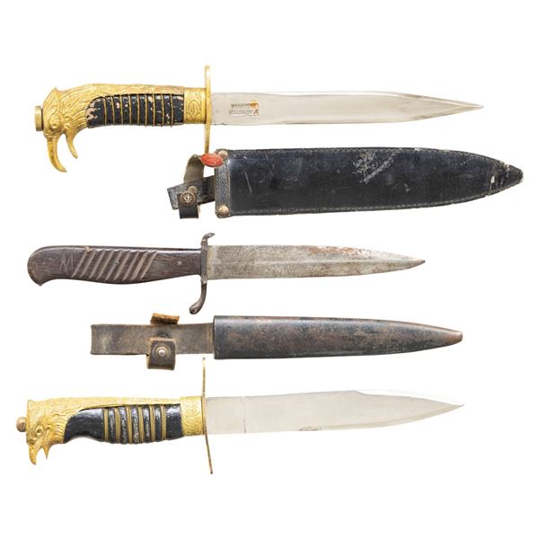 2 WWII ITALIAN YOUTH LEADER DAGGERS & 1 BOOT KNIFE