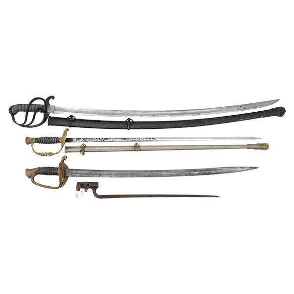 3 US SWORDS AND 1 BAYONET.