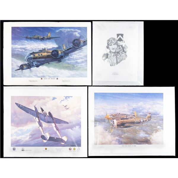 4 ARMY AIR CORPS RELATED PRINTS.