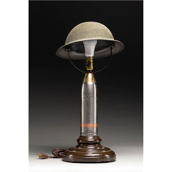 DESK LAMP MADE FROM AN ARTILLERY SHELL WITH A