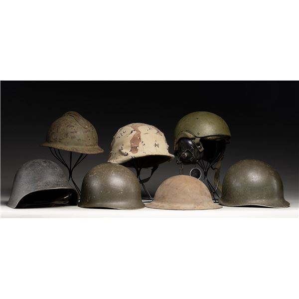 LOT OF U.S. & FOREIGN MILITARY HELMETS.
