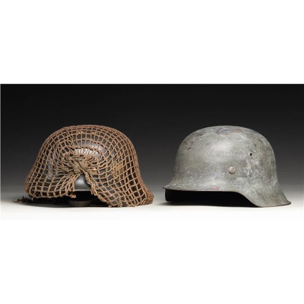 LOT OF 2 GERMAN WWII M40 & M42 STAHLHELMS.