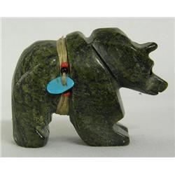 Zuni Serpentine Bear Fetish Signed
