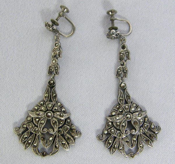 2 Pr Vintage Marcasite Earrings & Ring