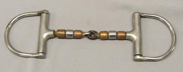 SHOWMAN English Hunter D Ring Snaffle Bit - 5" Stainless Steel With Copper Mouth