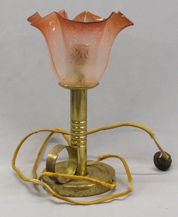 Vintage Candlestick Lamp With Cranberry Glass