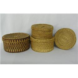 4 Ethnic Lidded Baskets