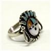Image 2 : Vintage Zuni Sun God Silver Inlay Ring