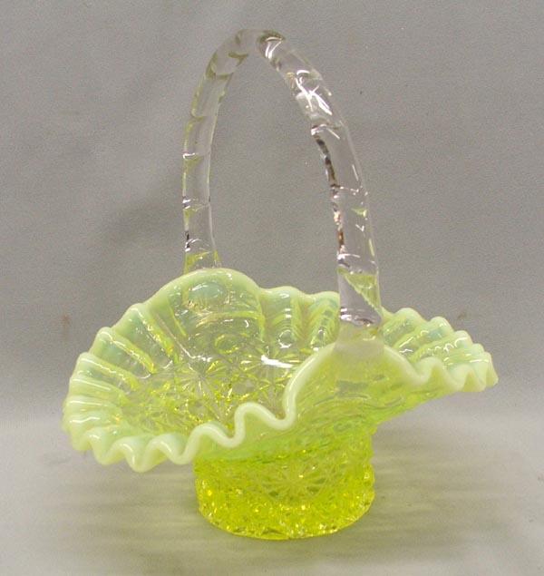 Fenton Vaseline Glass Basket