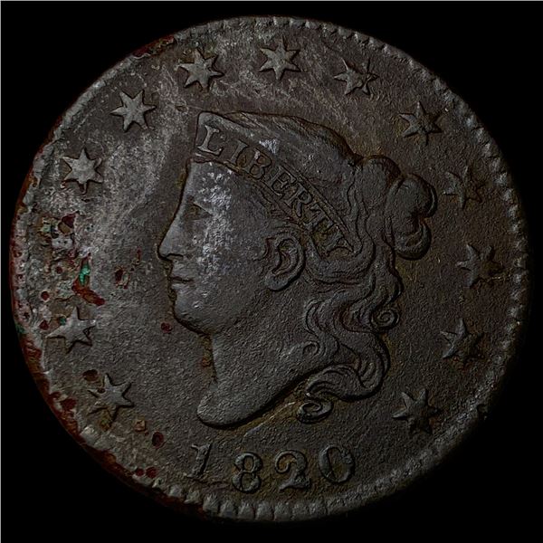 1820 Coronet Head Large Cent NEARLY  UNCIRCULATED