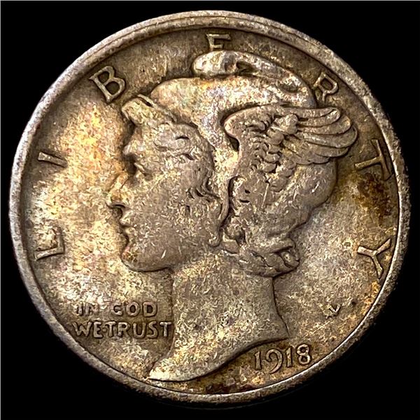 1918-S Silver Mercury Dime NEARLY  UNCIRCULATED