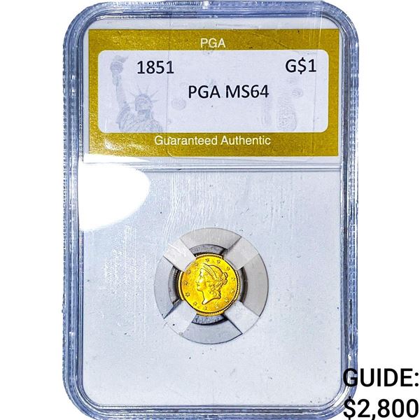 1851 Rare Gold Dollar PGA MS64
