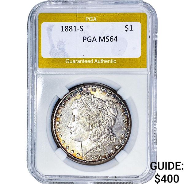 1881-S Morgan Silver Dollar PGA MS64