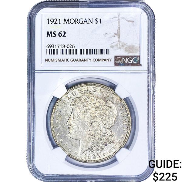 1921 Morgan Silver Dollar NGC MS62