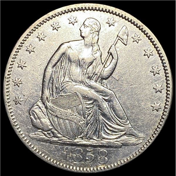 1858 Seated Liberty Half Dollar CLOSELY  UNCIRCULATED