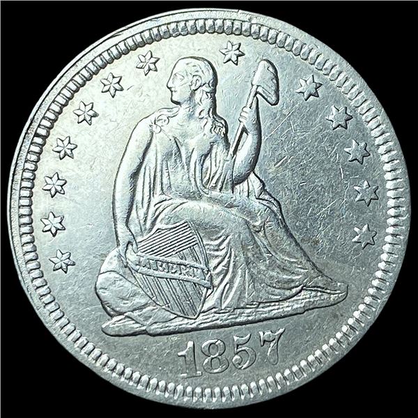 1857 Silver Seated Liberty Quarter CHOICE AU