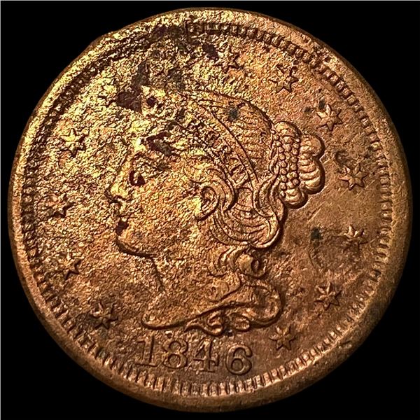 1846 Braided Hair Large Cent LIGHTLY  CIRCULATED