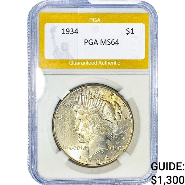 1934 Silver Peace Dollar PGA MS64