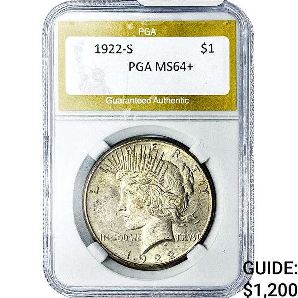 1922-S Silver Peace Dollar PGA MS64+