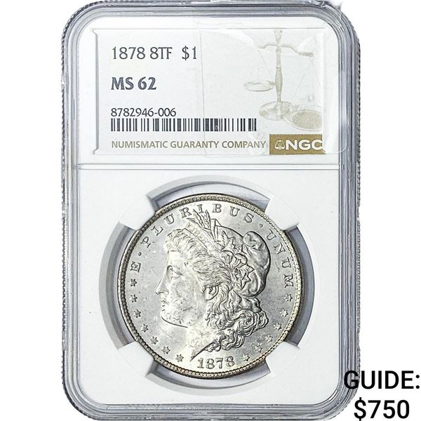 1878 Morgan Silver Dollar NGC MS62