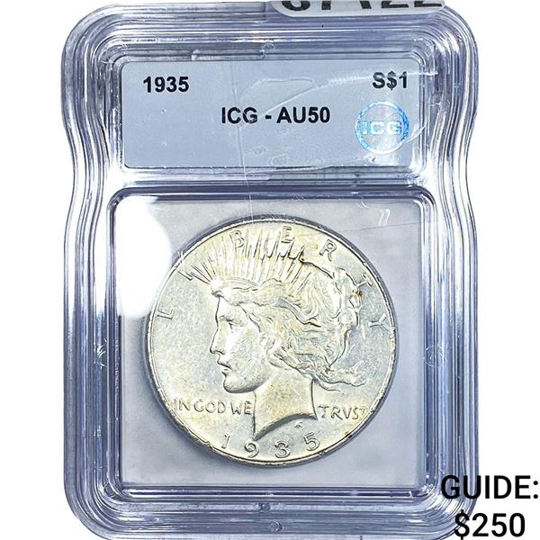 1935 Silver Peace Dollar ICG AU50