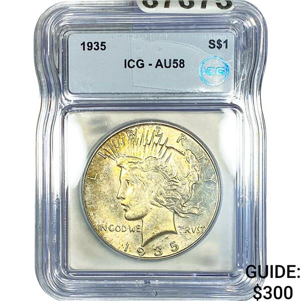1935 Silver Peace Dollar ICG AU58