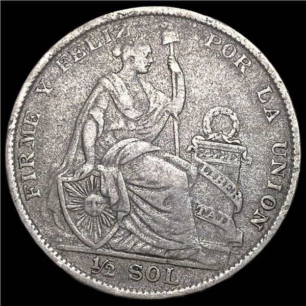 1924 Lima GM Peru Silver 1/2 Sol